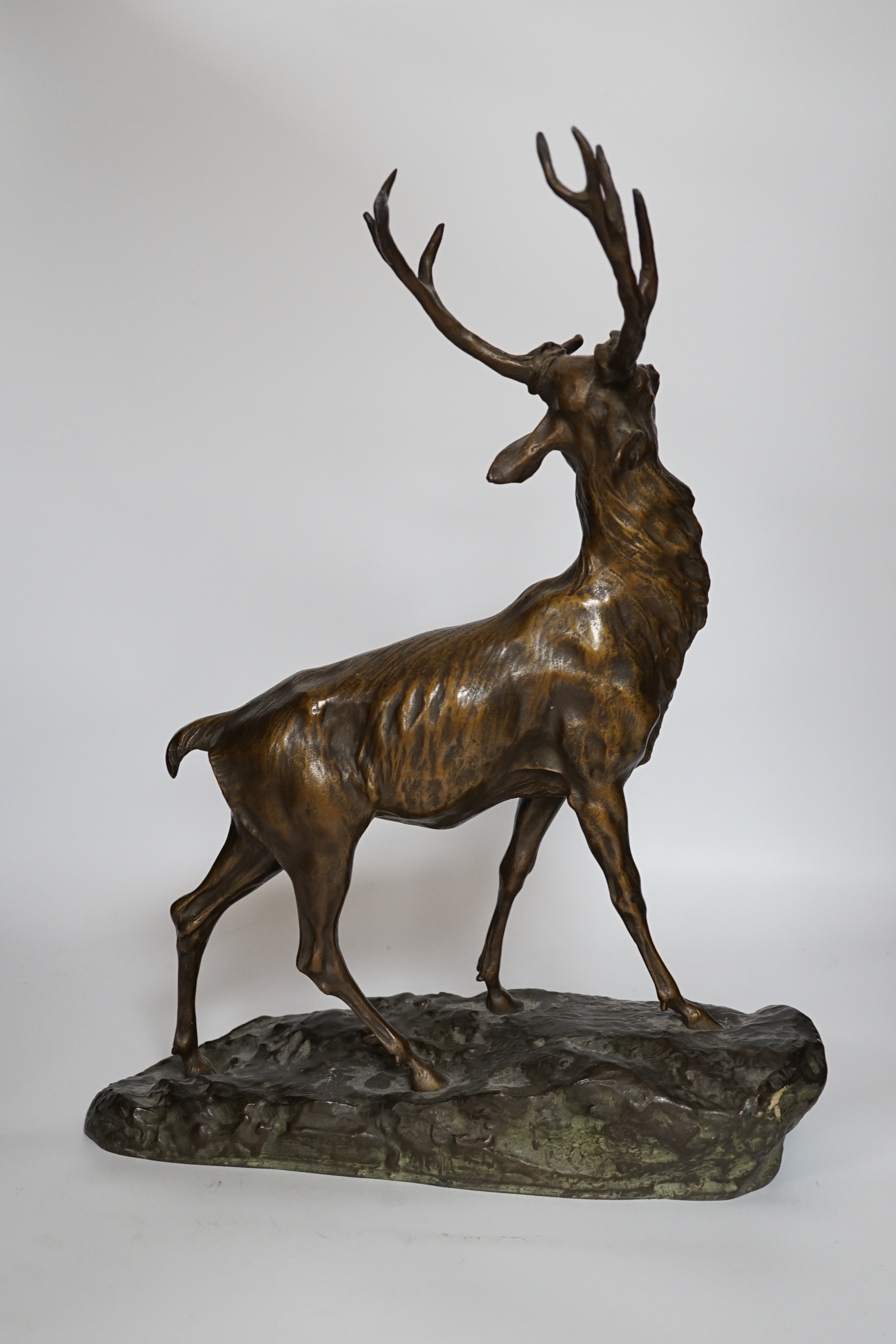 A bronze stag, after T. Cartier, 45cm high